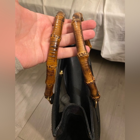 Vintage Gucci Bamboo Handle Leather Tote Rare - Picture 2 of 13